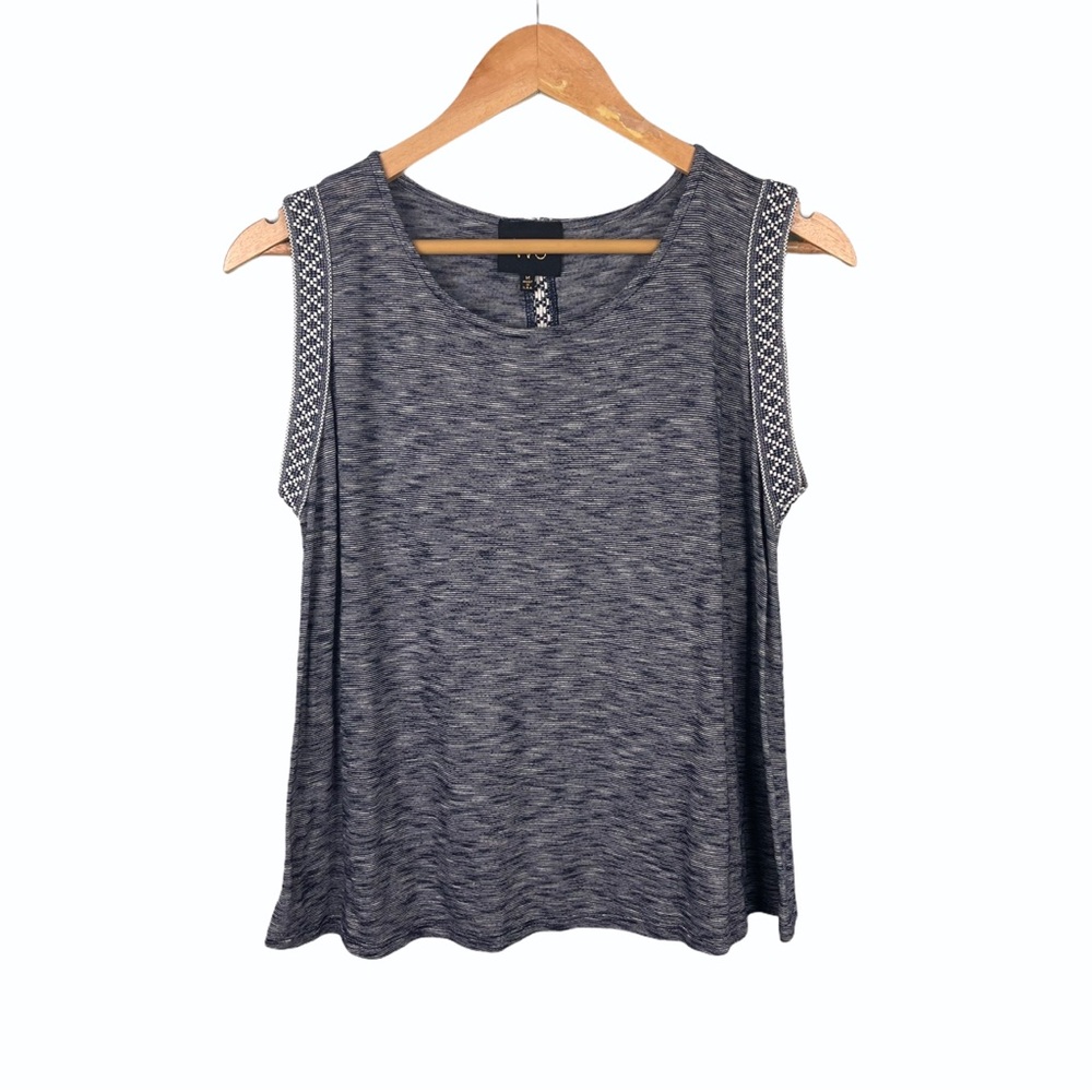 Anthropologie W5 Marled Embroidered Tank